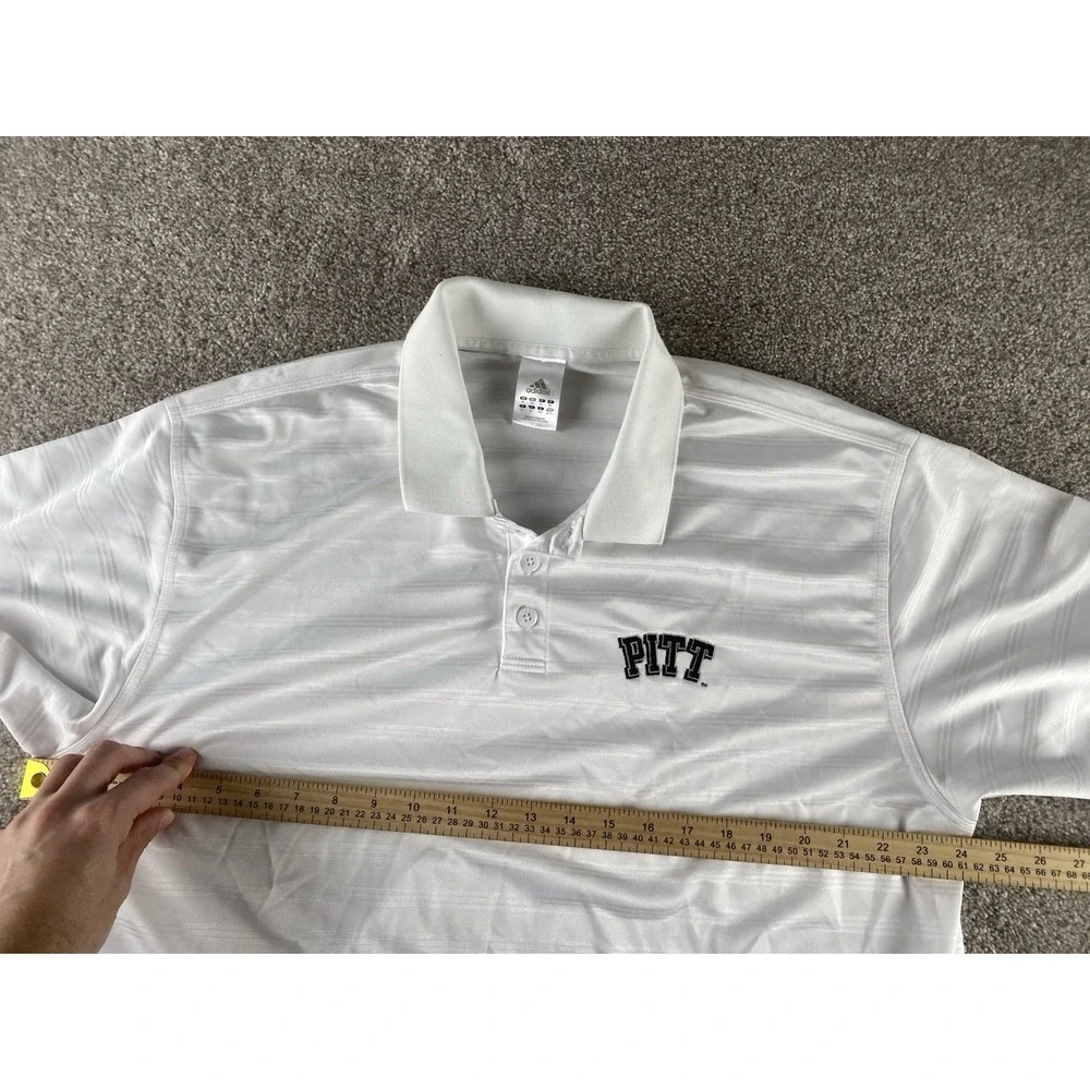 Adidas Pittsburgh Panthers Performance White Striped Polo Mens XL Preppy NCAA